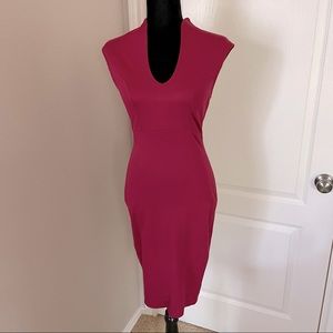 Burgundy/plum structured knee length dress size small
